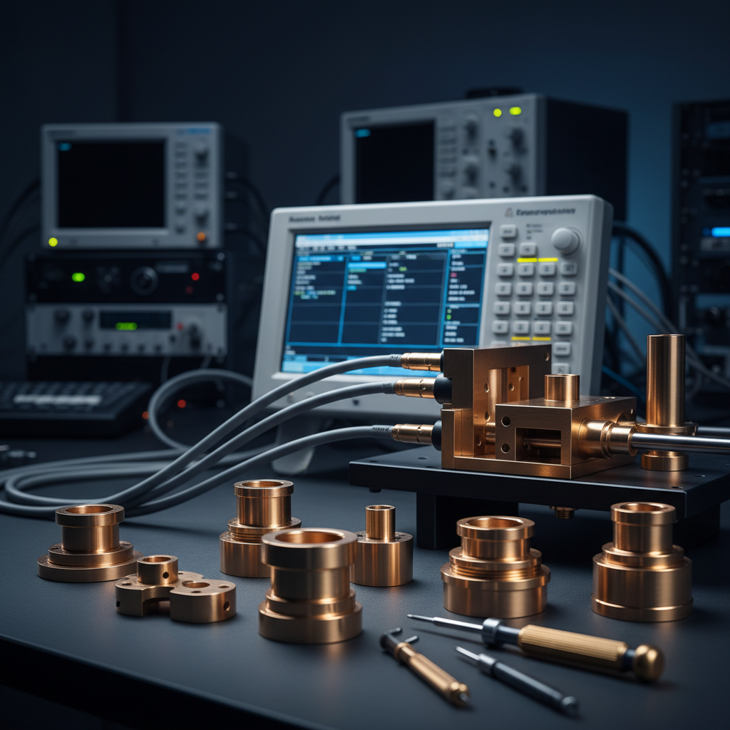RF laboratory bench with waveguide components and test equipment